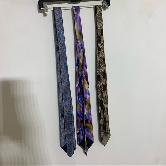 Vintage bundle of three men’s silk neckties print mixed lot ties professional - Picture 6 of 7